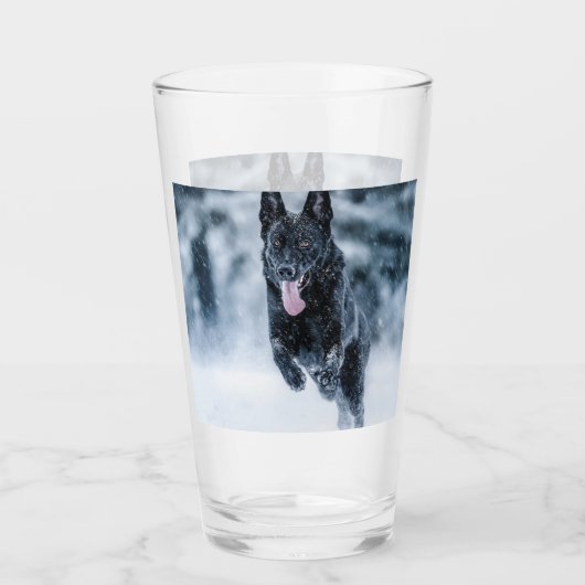 Verre Housse de couette Black German Shepherd dans la ne (Devant)