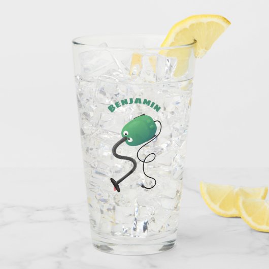 Verre Humour de dessin animé de l'aspirateur mignon (Dos glace)