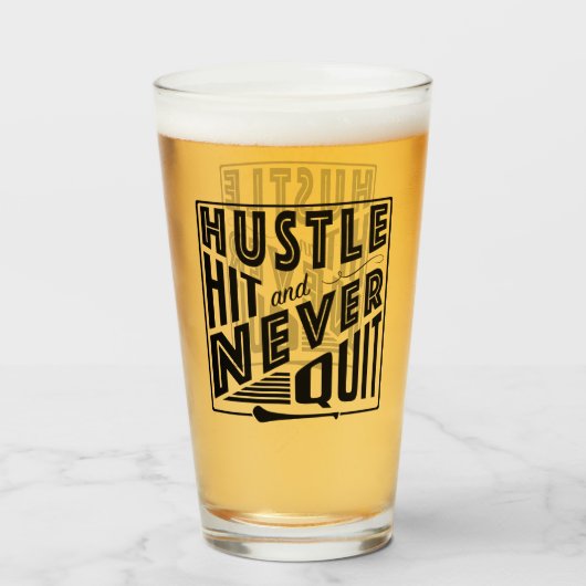 Verre Hurler Hustle Hit & Never Quit, GAA Jeux Gaelic (Devant (rempli))