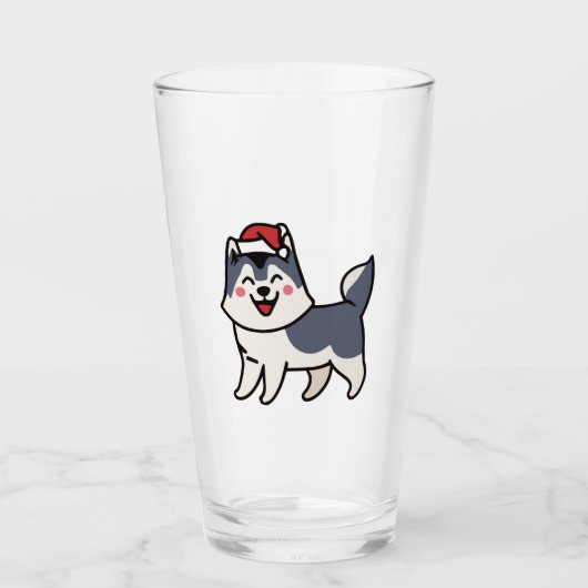 Verre Husky Père Noël Amoureux des chiens Malamute (Devant)