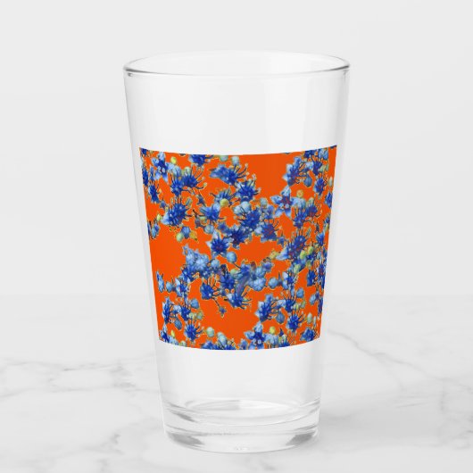 Verre Hydrangea orange et bleu (Devant)