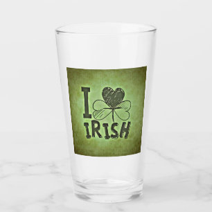 Verre I Heart Irish Shamrock Jour de la Saint Patrick bi