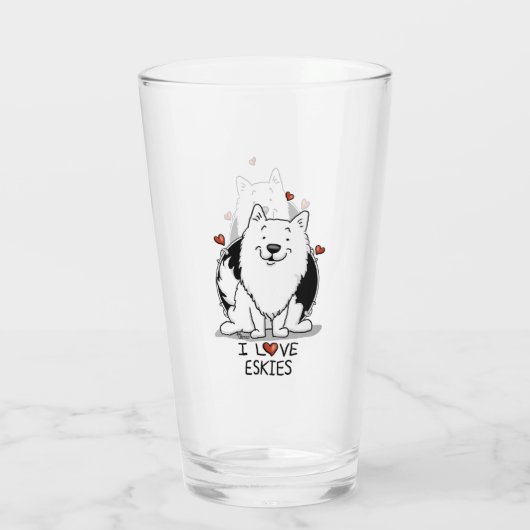 Verre I Love Eskies (I Love American Eskimo Dogs) - mign (Dos)