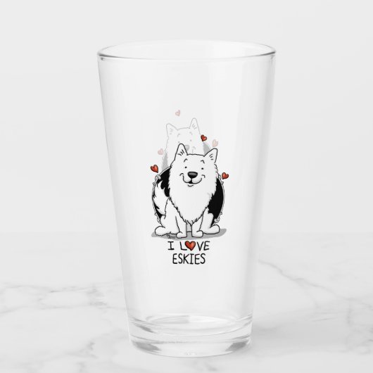 Verre I Love Eskies (I Love American Eskimo Dogs) - mign (Devant)