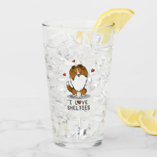Verre I Love Shelts (sable 2) Shetland Sheepdogs mignonn