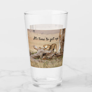 Verre Il est temps de lever la photo Lion avec le texte