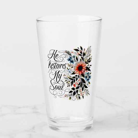 Verre Il restaure mon âme floral (Devant)