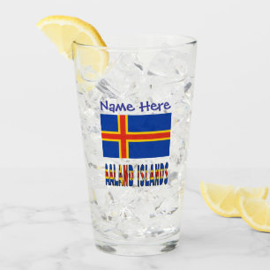 Verre Îles Åland Ålander Drapeau Bleu Personnalisation