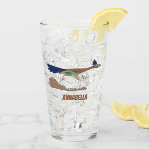 Verre Illustration amusante de la caricature d'oiseau du