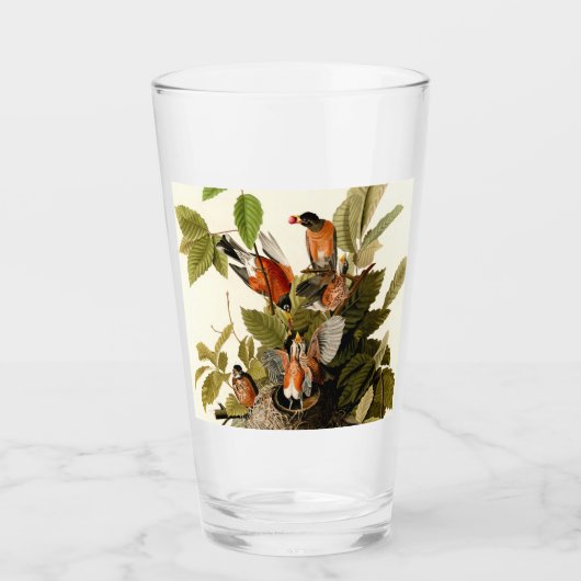 Verre Illustration Audubon American Robin Wildlife Bird (Devant)