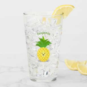 Verre Illustration d'ananas mignon