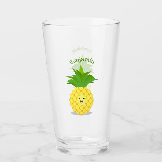 Verre Illustration d'ananas mignon (Devant)