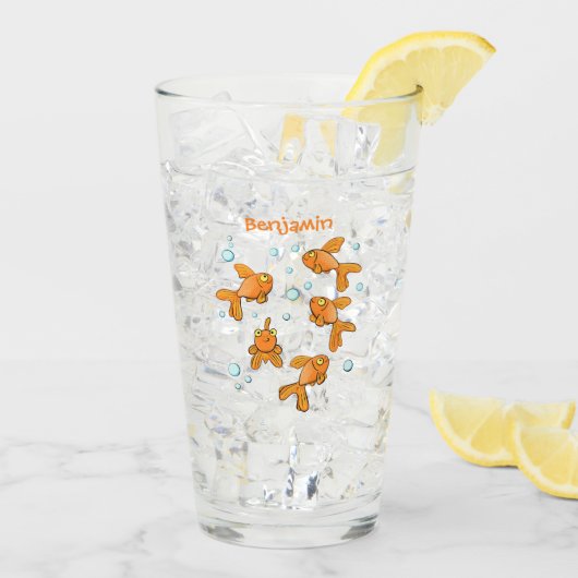 Verre Illustration de caricature de poisson rouge orange (Dos glace)