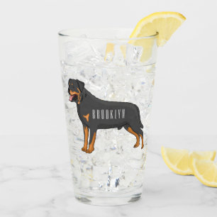 Verre Illustration de chien Rottweiler
