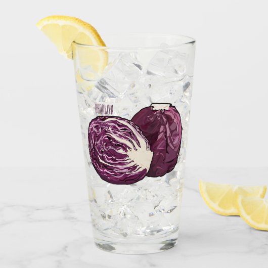 Verre Illustration de chou rouge (Devant glace)