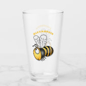 Verre Illustration de dessin animé d'abeilles joyeux (Dos)