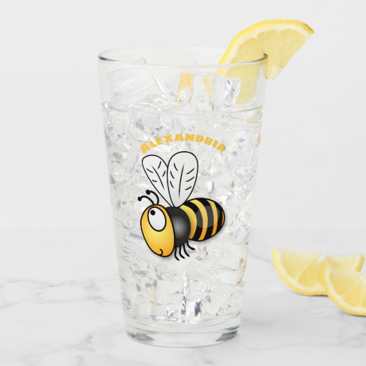 Verre Illustration de dessin animé d'abeilles joyeux (Dos glace)