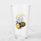 Verre Illustration de dessin animé d'abeilles joyeux (Devant)