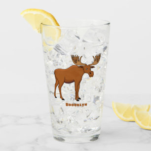Verre Illustration de dessin animé de drôle d'orignal