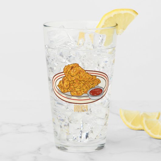 Verre Illustration de dessin animé sur le poulet frit (Dos glace)