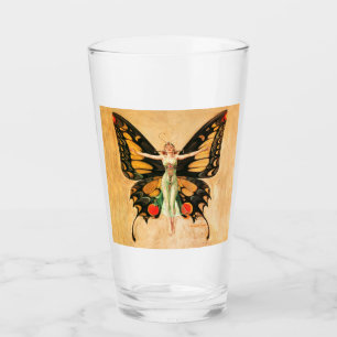 Verre Illustration de femme volant papillon Flapper