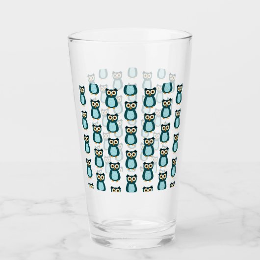 Verre illustration de Hibou Bleu (Devant)