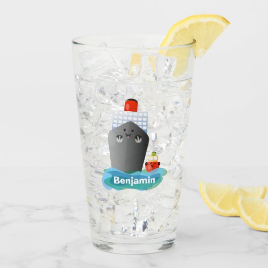 Verre Illustration de la caricature de remorqueur de paq (Dos glace)