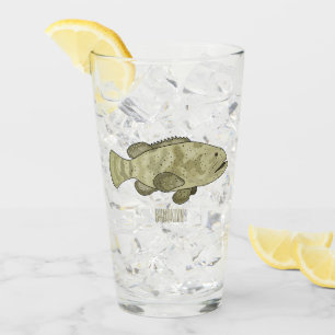 Verre Illustration de la caricature du poisson de mérou