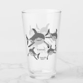 Verre Illustration de la vie marine du requin souriant (Devant)