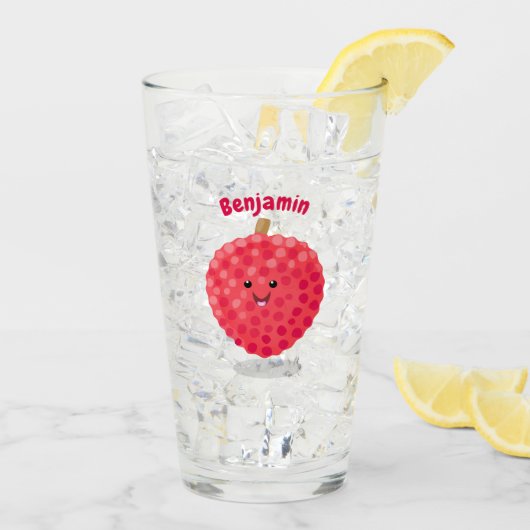 Verre Illustration de litchee rose mignon (Dos glace)