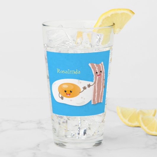 Verre Illustration de l'oeuf de Cute kawaii et du bacon (Dos glace)