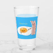 Verre Illustration de l'oeuf de Cute kawaii et du bacon (Devant)