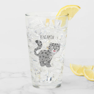 Verre Illustration de mignon léopard des neiges