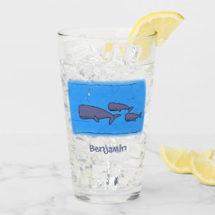 Verre Illustration de mignonne migratrice de baleines à