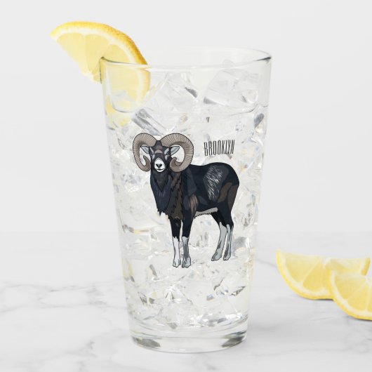 Verre Illustration de mouflon, mouton (Devant glace)