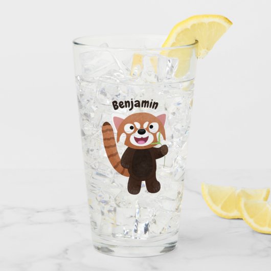 Verre Illustration de panda rouge mignon (Dos glace)