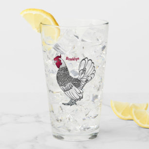 Verre Illustration de poulet Sebright