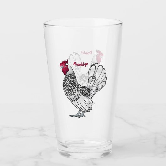 Verre Illustration de poulet Sebright (Devant)