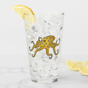 Verre Illustration de poulpe à anneau bleu