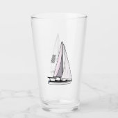 Verre Illustration de voilier (Devant)