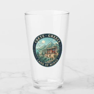 Verre Illustration de voyage de Crète Grèce Badge d'art