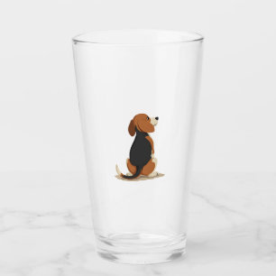 Verre Illustration de vue arrière de chien Beagle vintag