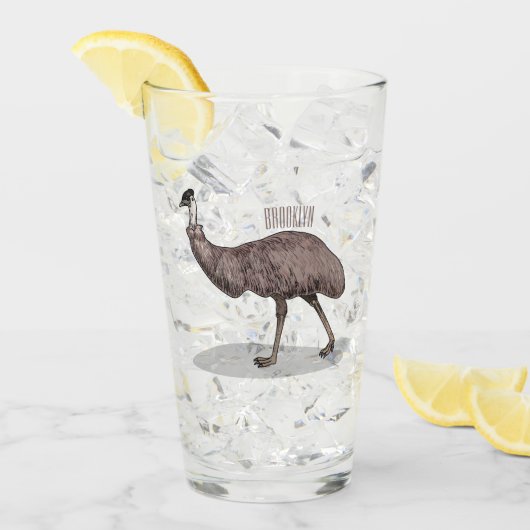 Verre Illustration d'Emu bird (Devant glace)