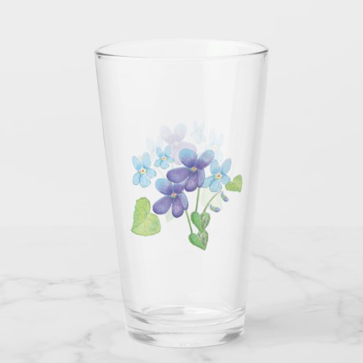 Verre Illustration des fleurs de violet sauvages (Dos)