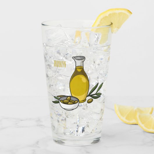 Verre Illustration d'huile d'olive (Dos glace)