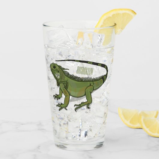 Verre Illustration d'Iguana (Dos glace)