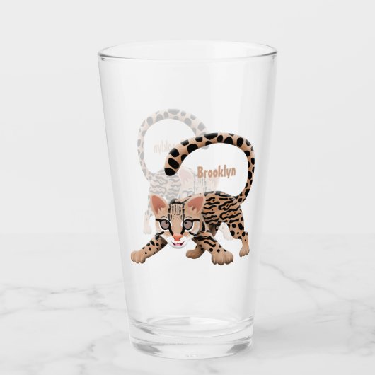 Verre Illustration d'ocelot mignon (Devant)