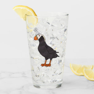 Verre Illustration d'oiseau bouffon touffu