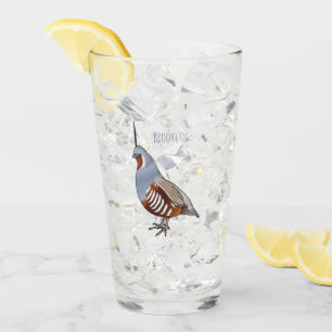 Verre Illustration d'oiseau de caille de montagne