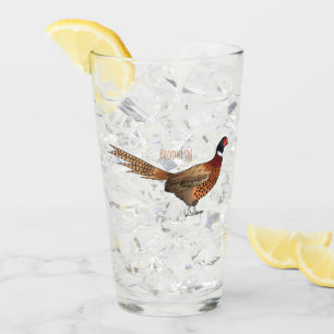 Verre Illustration d'oiseau faisan à cou circulaire